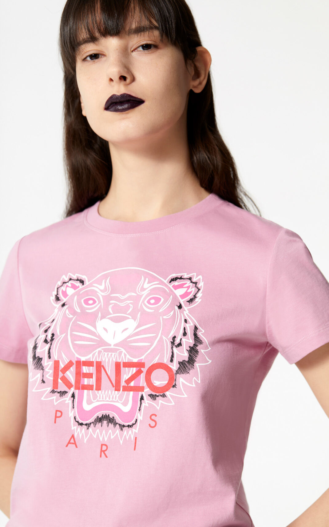 Camisetas Kenzo Bleached Tiger Mujer Rosas OYU152683